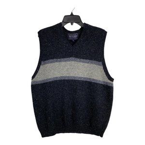 Britches Mens Sweater Shirt Size XL Shetland Wool Black Gray Vest Sleeveless